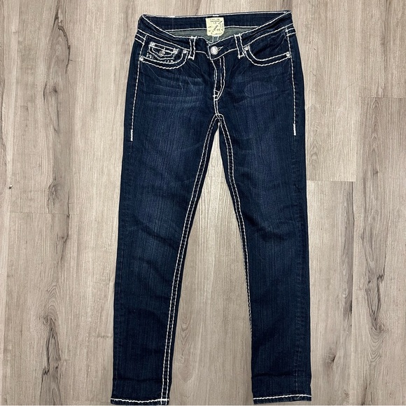 L.A. idol Denim - LA Idol Dark Blue Embellished Skinny Jeans with Contrast Stitching 11